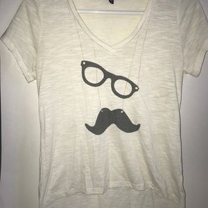 White with Mustache Design
